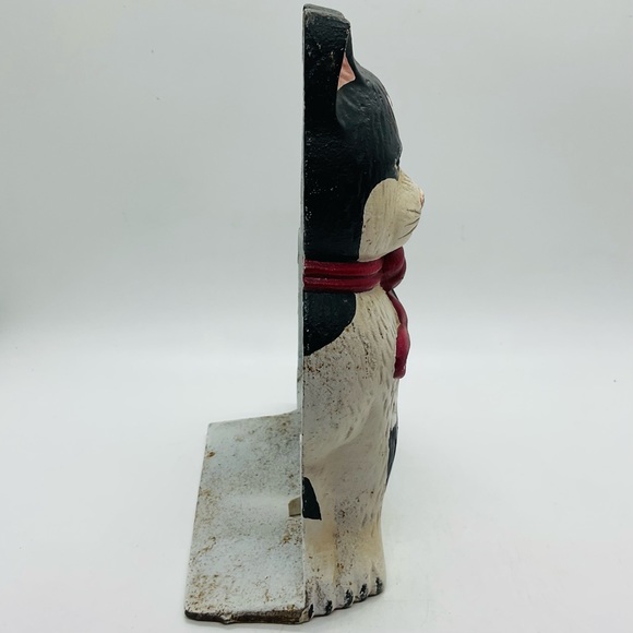 Vintage Cast Iron Doorstop Christmas Black & White Cat Farmhouse Kitchen Taiwan. - Picture 6 of 10